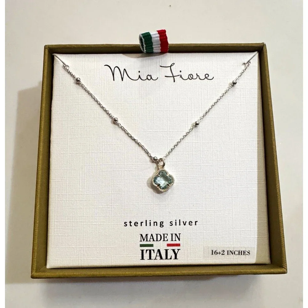 Mia Fiore 925 Sterling Silver Clover Crystal Pendant Necklace 16+2